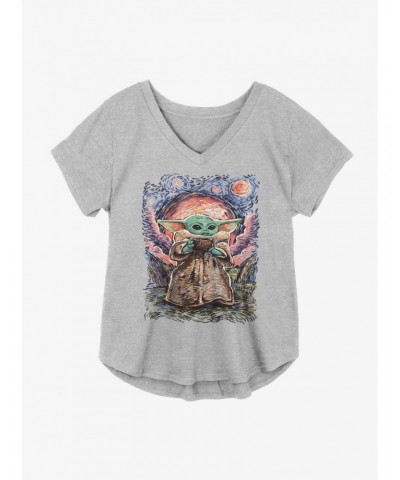 Star Wars The Mandalorian The Child Sipping On Starry Skies Girls Plus Size T-Shirt $11.33 T-Shirts