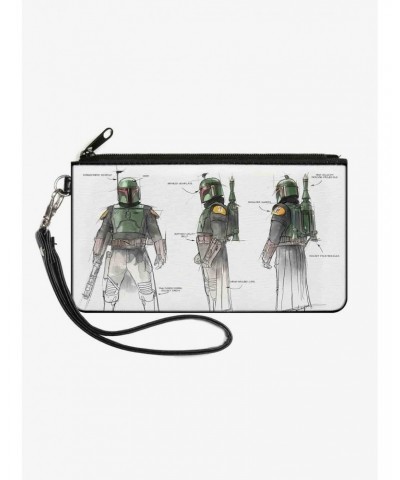 Star Wars The Book of Boba Fett All Sides Schematic Canvas Zip Clutch Wallet $8.99 Wallets