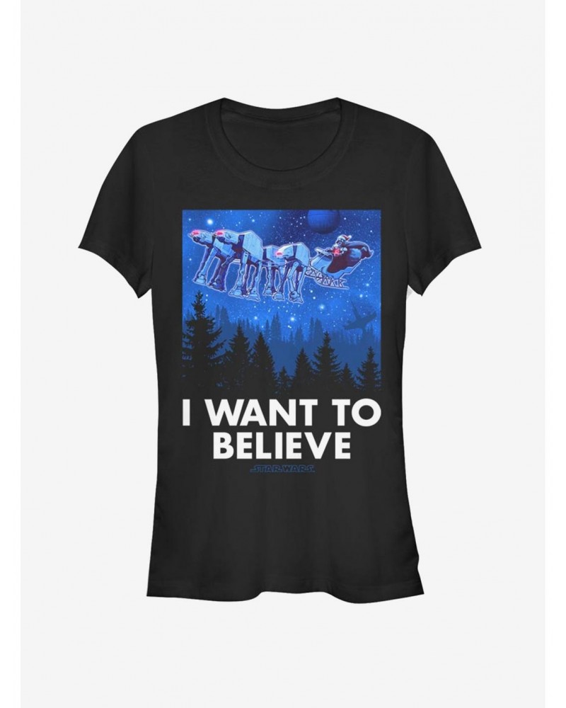 Star Wars Believe AT-AT Reindeer Vader Sleigh Girls T-Shirt $7.60 T-Shirts