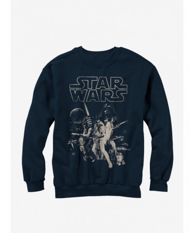Star Wars Classic Poster Navy Blue Sweatshirt $14.17 Sweatshirts